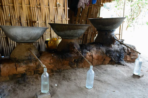 Myanmar Birma Mandalay Region Taungtha Cukru Palmowego Produkcji Alkoholu — Zdjęcie stockowe