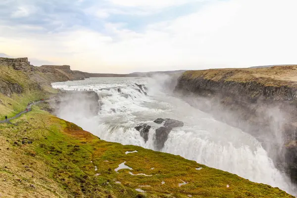 Исландия Живописный Природный Ландшафт Видом Водопад Gullfoss — стоковое фото