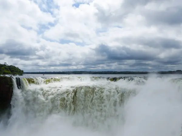 Vue Panoramique Sur Les Nuages Dessus Cascade Iguazu Argentine — Photo