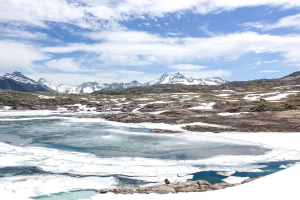 Suíça Uri Realp Furka Pass Paisagem Panorâmica Com Montanhas Cobertas — Fotografia de Stock