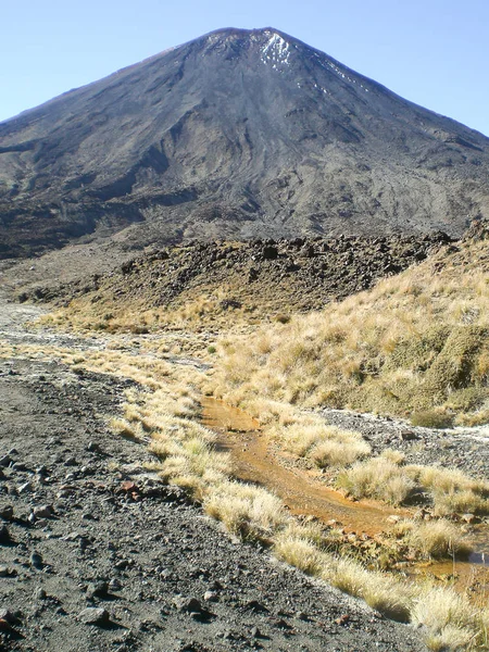 Neuseeland Manawatu Wanganui Tongariro Nationalpark Tongariro Alpenüberquerung Bergblick Mit Vulkanfelsweg — Stockfoto