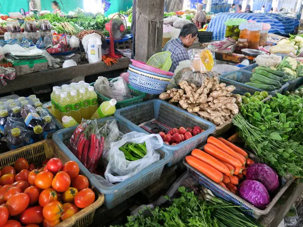 Verdure Bancarelle Mercato Takuapa Tambon Khuekkhak Chang Wat Phang Nga — Foto Stock