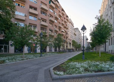 Belgrade, Sırbistan - 03 Mayıs 2018: sabah Obilicev Venac sokak