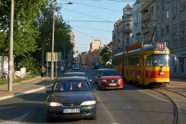 Belgrade Serbia May 2018 Morning Traffic Karadordeva Street — Stock Photo, Image