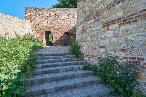 Viejas Escaleras Piedra Fortaleza Belgrado Serbia Primavera —  Fotos de Stock