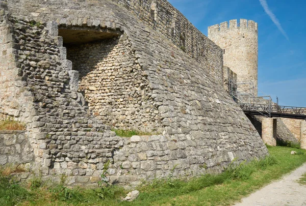 Antiguas Murallas Piedra Torre Fortaleza Belgrado Serbia Primavera — Foto de Stock