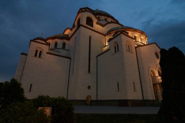 Belgrad, Sırbistan için gece ilumination ile Aziz Sava Tapınağı