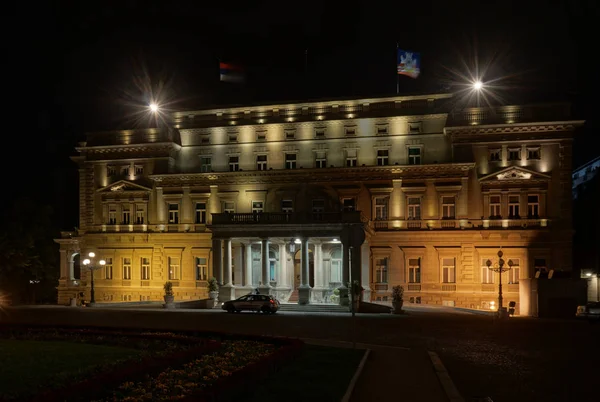 Belgrád Szerbia Május 2018 Parlament House Belgrádban Éjjel — Stock Fotó