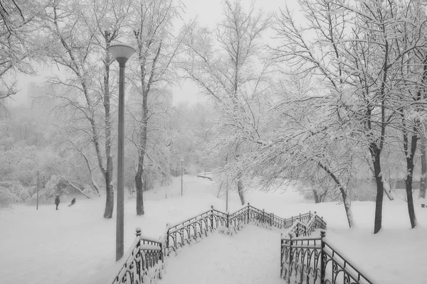 Piękny Zimowy Sceny Pobliżu Parku Izmailovsky Obfitych Opadów Śniegu Babushkinkiy — Zdjęcie stockowe