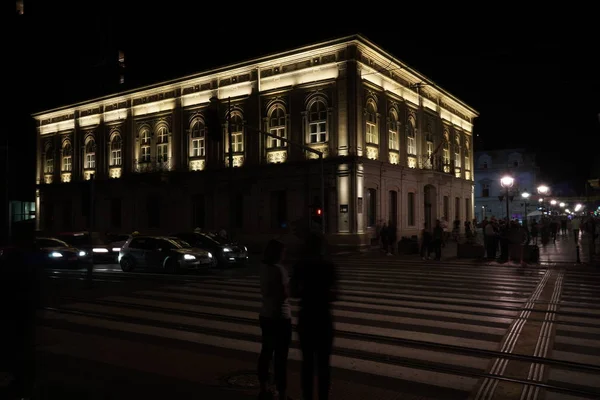 Belgrade Serbia May 2018 Night View Belgrade City Library Kneza — Stock Photo, Image