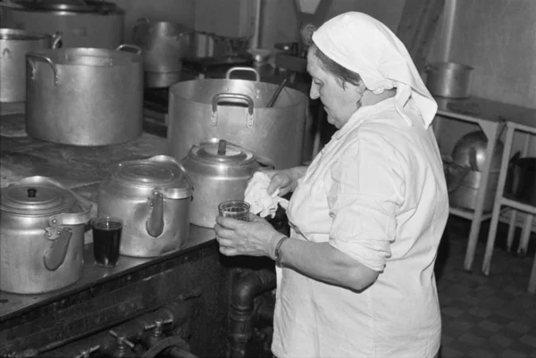 Moscú Urss Noviembre 1989 Cantina Ministerio Industria Automotriz Urss Mujer — Foto de Stock