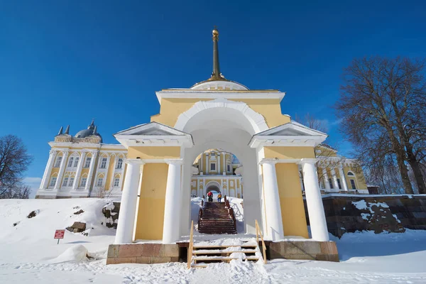 Zimní Pohled Lůžko Ruského Pravoslavného Kláštera Nilo Stolobenskaya Pustyn Ostashkov — Stock fotografie