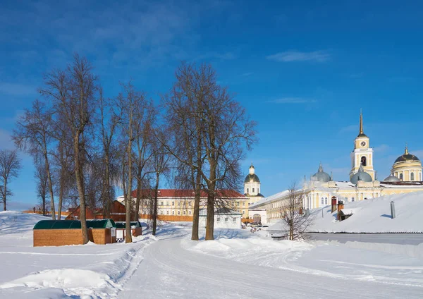 Vinter Ryska Ortodoxa Kloster Den Nilo Stolobenskaya Pustyn Ostashkov District — Stockfoto