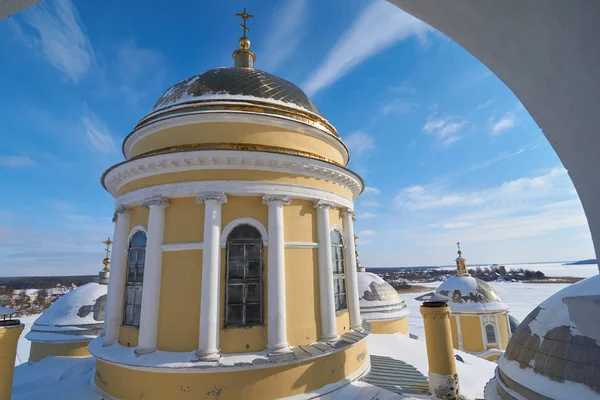 Vue Hiver Depuis Clocher Monastère Orthodoxe Russe Nilo Stolobenskaya Pustyn — Photo