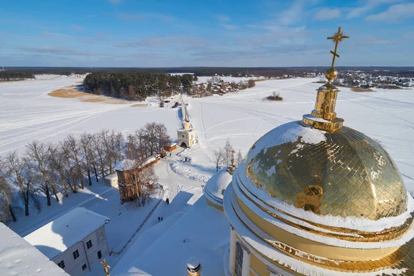 Widok Dzwonnicy Katedry Trzech Króli Rosyjski Klasztor Prawosławny Optina Pustyn — Zdjęcie stockowe