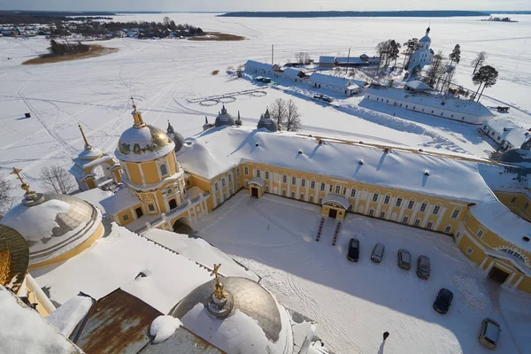 Widok Dzwonnicy Katedry Trzech Króli Rosyjski Klasztor Prawosławny Optina Pustyn — Zdjęcie stockowe