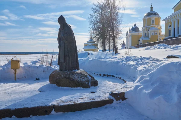 Зимний Вид Русского Православного Монастыря Нило Столобенской Пустыни Осташковский Район — стоковое фото