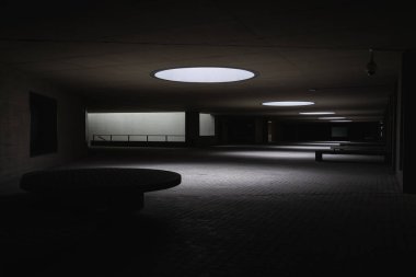 Günışığı modern bir yapının çatısındaki tavan pencerelerinden girer..