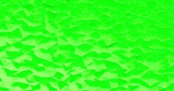 Fondo poligonal cristalizado verde abstracto. Movimiento de onda en superficie poligonal con líneas delgadas — Vídeos de Stock
