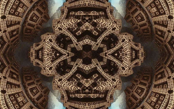 Epic abstract fantastic poster or background. Futuristic view from inside of the fractal. Pattern in form of arrows. — Stock Photo, Image