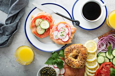 Bagels and lox platter clipart