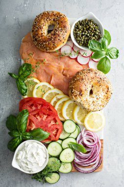 Bagels and lox platter clipart
