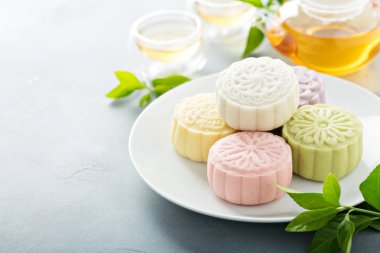 Kar cilt tatlı ve iştah açıcı geleneksel Çin mooncakes