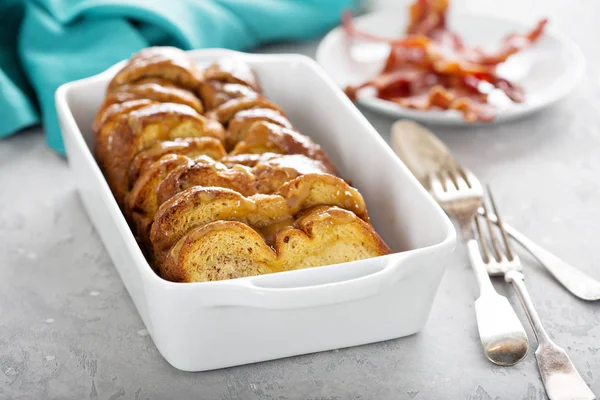 French toast bake in a white dish — Stock Photo, Image