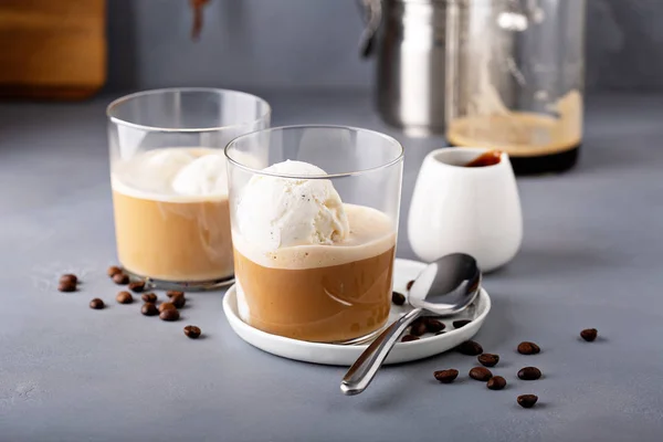 Kávé affogato vanília fagylalttal — Stock Fotó