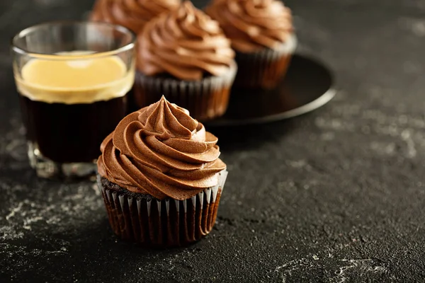 Čokoládové kávové cupcakes — Stock fotografie