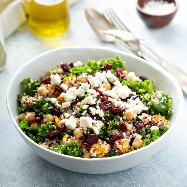 Grönkål och quinoa sallad med kikärter — Stockfoto