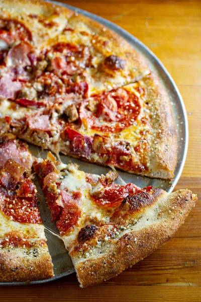 Pepperoni and ham pizza — Stock Photo, Image
