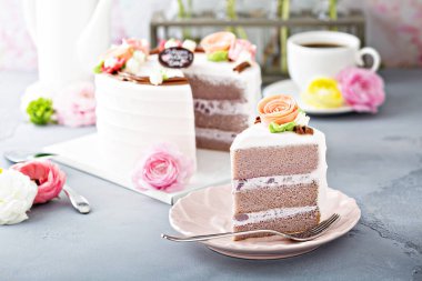 Çiçekler ile anneler gün kek