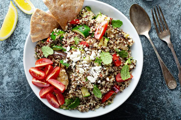 Grilled vegetables and quinoa salad with feta cheese