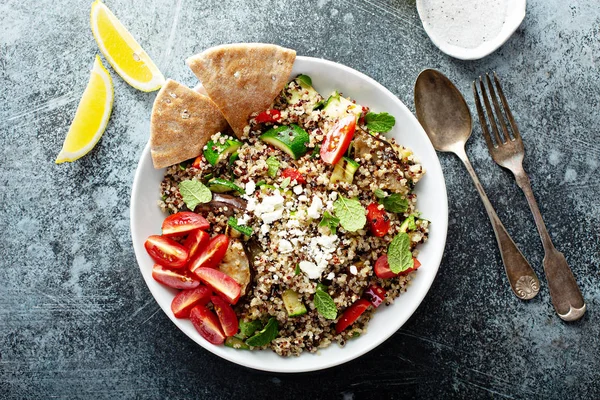 Grilled vegetables and quinoa salad with feta cheese