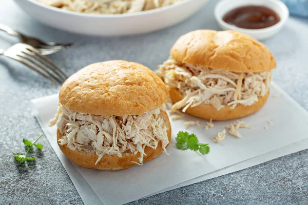 Sandwiches with pulled chicken