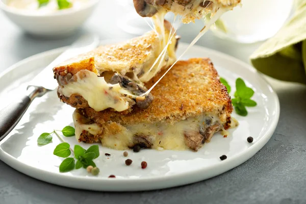 Mushroom grilled cheese — Stock Photo, Image
