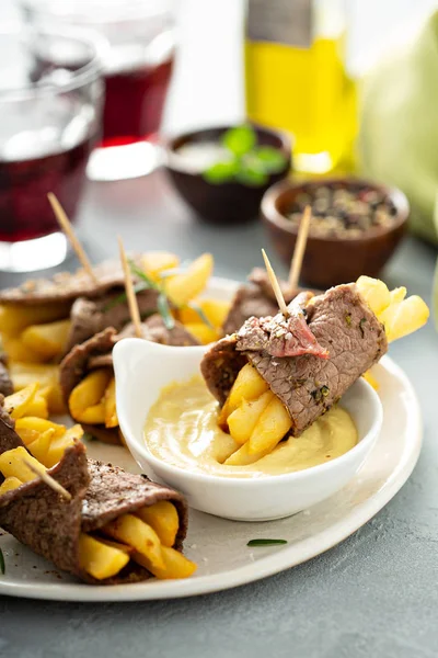 Roast beef french fries rolls