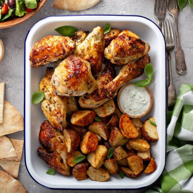 kızarmış tavuk ve patates