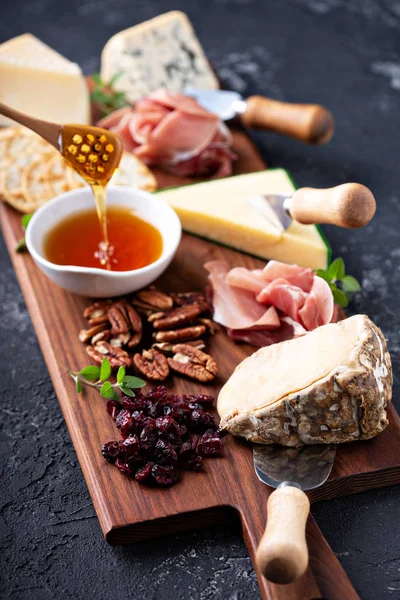 Cheese and snack board — Stock Photo, Image