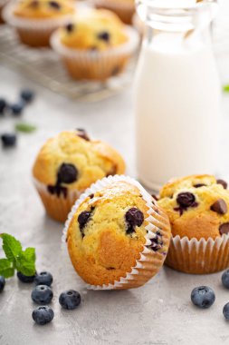 Çikolatalı ve yaban mersinli kekler