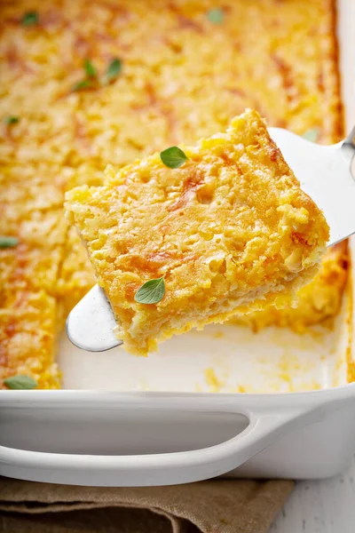 Cornbread and cheese casserole — Stock Photo, Image