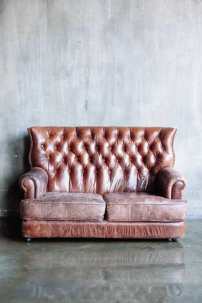 Beautiful living room with vintage style  leather sofa