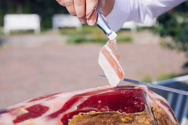 Una Gamba Anteriore Prosciutto Serrano Noto Anche Come Prosciutto Iberico — Foto Stock