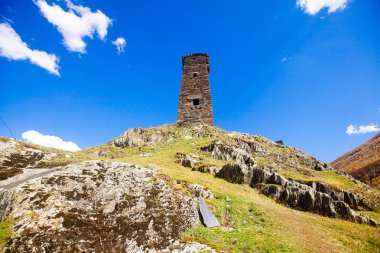 Ushguli Köyü ile tipik eski kuleler, Unesco miras, Svaneti bölgesi, Georgia