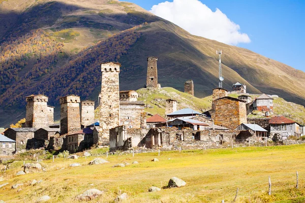 Ushguli Vesnice Typickými Staré Věže Dědictví Unesco Regionu Svaneti Georgia — Stock fotografie