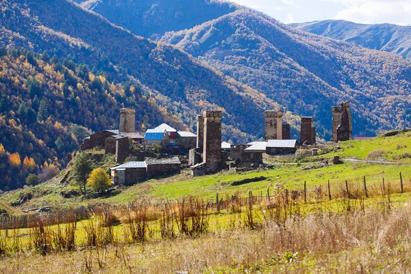 Ushguli Vesnice Typickými Staré Věže Dědictví Unesco Regionu Svaneti Georgia — Stock fotografie