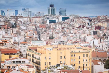 14 Ocak 2018 Tyrkey, Istanbul: panoramik Istanbul Galata Kulesi, Istanbul, Türkiye
