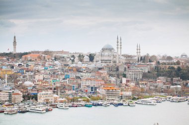 14 Ocak 2018 Tyrkey, Istanbul: panoramik Istanbul Galata Kulesi, Istanbul, Türkiye