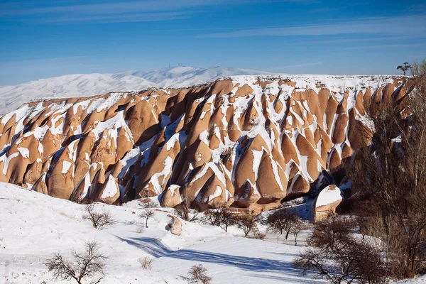 Impresionante Vista Del Valle Temporada Invierno Parque Nacional Capadocia Turquía — Foto de Stock